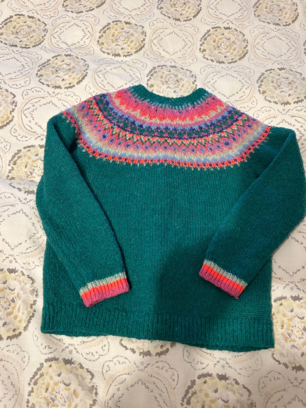 Mini Boden Teal Fair Isle Knit Cardigan Sweater - Picture 5 of 5